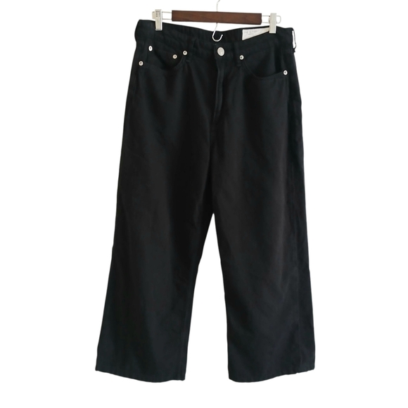 Rag And Bone Logan Mid Rise Wide Leg Crop Jeans Women's 29 Black Featherweight - Picture 1 of 7